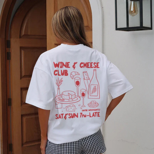 Shirt wine cheese club - wine,